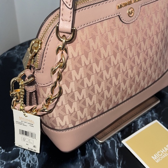 MICHAEL KORS Signature Jet Set Charm Small Dome Pink Crossbody NWT AUTHENTIC - Picture 9 of 11